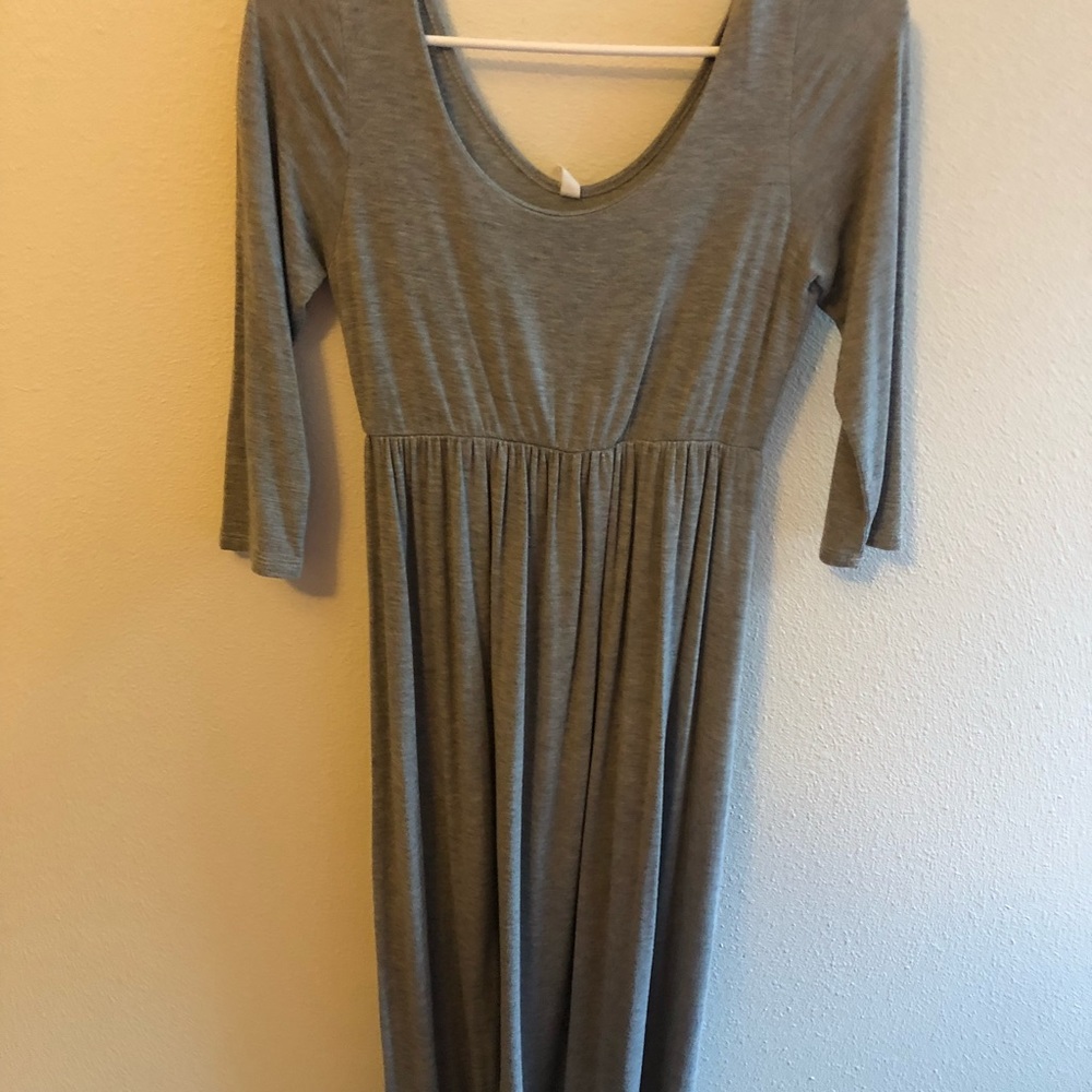 Pink blush grey long maternity dress